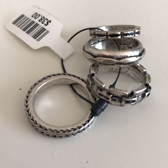 Free People Silver Tone Set of 4 Rings - Picture 2 of 3